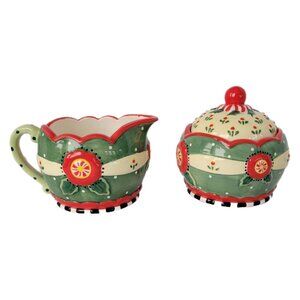 Mary Engelbreit Sugar & Creamer "Maryment" Holiday Set Michel & Co, 2001